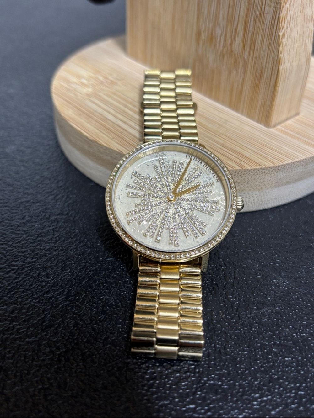 Olivia Burton Ice Burst Gold-Tone Stainless Steel Bracelet Watch 35mm Working
